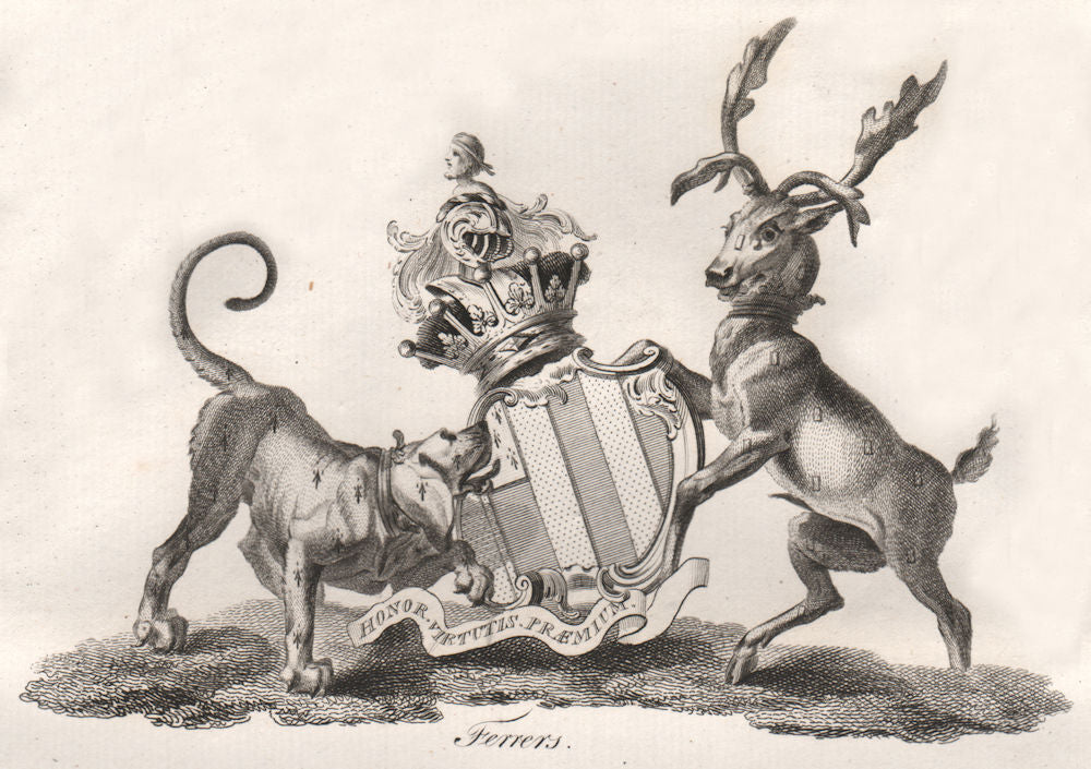 FERRERS. Coat of Arms. Heraldry 1790 old antique vintage print picture